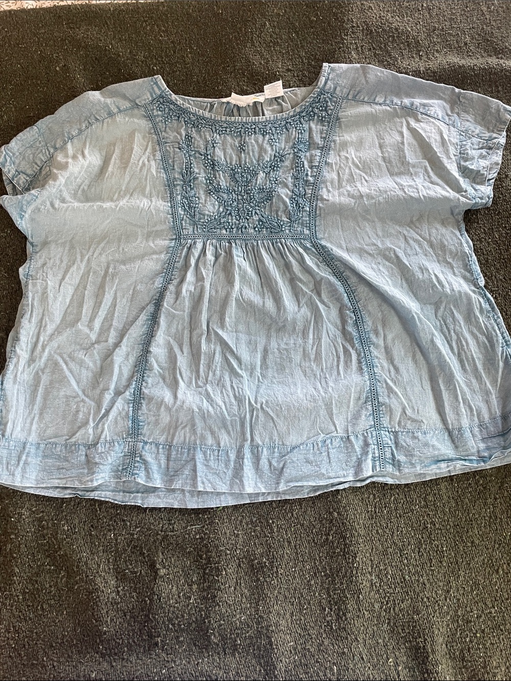 100% cotton blue flowy top